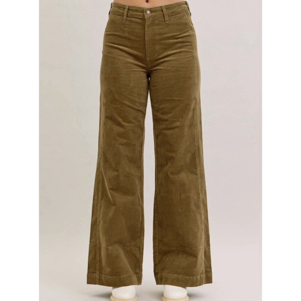 Judy Blue Retro Wide Olive Corduroy High Waist Pants Size 13/31